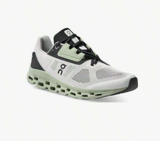ON RUNNING ON CLOUDSTRATUS SNEAKERS MEN'S SHOES - 7.5 - WHITE/BLACK/GREEN - Like New