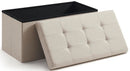 ORNAVO HOME 30" FOLDING STORAGE OTTOMAN LARGE STORAGE OTTOLINEN30 - BEIGE - Like New