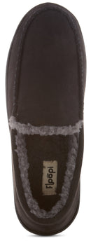 FLOOPI MEN'S CLASSIC MICROSUEDE MOCCASIN SLIPPER, SIZE: 13-14 - SIZE: XL - BLACK - Like New