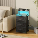 LEADPRO TALL NIGHTSTAND WITH LIGHT AND CHARGING STATION 5610006 - BLACK - Like New