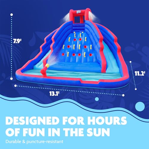 Sunny & Fun Ultra Climber Inflatable Water Slide Park 13.1x11.2x7.9ft - Blue/Red - Like New