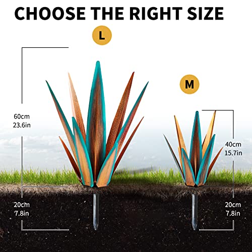 KODIBO LARGE TEQUILA RUSTIC SCULPTURE AGAVE PLANTS PATIO HOME BLUE - L - Like New