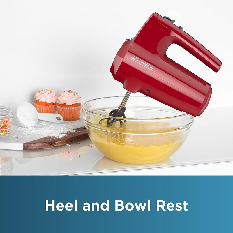 BLACK+DECKER Hand Held 5-Speed Mixer - Red - Like New