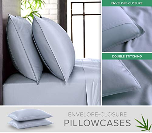 PURE BAMBOO TWIN SHEETS, GENUINE 100% ORGANIC, LUXURIOUSLY SOFT (TWIN, BLUE) - Like New