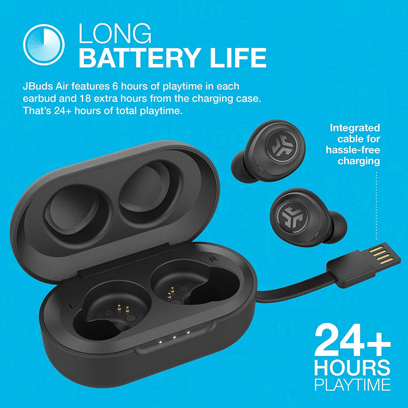 JLab JBuds Air True Wireless Bluetooth Earbuds Charging Case Black Like New