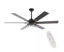 FINXIN 62 IN LED INDOOR/OUTDOOR BLACK WINDMILL CEILING FAN WITH DC MOTOR - BLACK - Like New