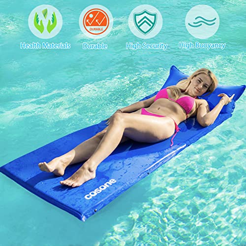 COSONE SELF-INFLATING POOL FLOATS WITH HEADREST MATTRESS LOUGE - BLUE - M - Like New