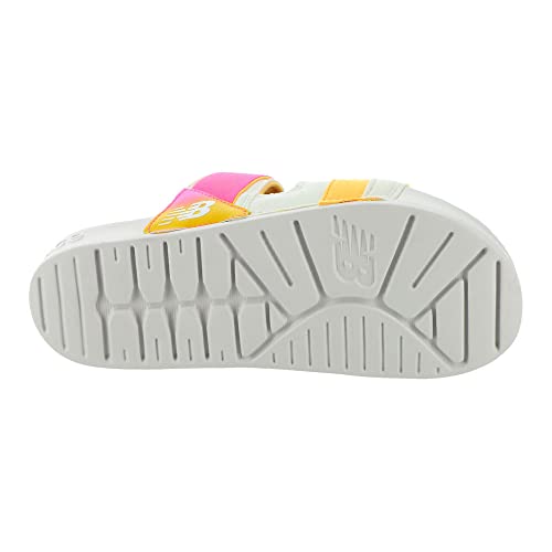 NEW BALANCE WOMEN'S 202 SLIDE SANDAL - SIZE 8 WHITE/VIBRANT PINK/VIBRANT APRICOT - Like New
