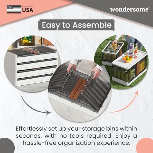 Wondersome Collapsible Storage Bin 8.5-Gallon/33.8-Quart Stackable Wheeled - Like New