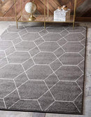 UNIQUE LOOM TRELLIS AREA RUG (9' X 12' 2", 3140888) DARK GRAY/ IVORY - Like New