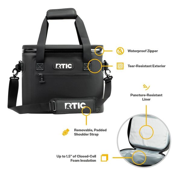 RTIC OUTDOORS 30 CANS SOFT SIDED COOLER - BLACK - Like New