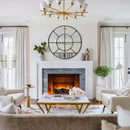 GIFTTROVE LARGE DECORATIVE BLACK GRID ROUND METAL FRAMED MIRROR 35" - BLACK - Like New