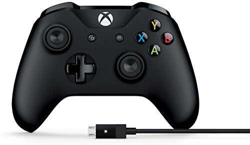 MICROSOFT XBOX CONTROLLER + CABLE FOR WINDOWS 1708 - BLACK - Like New