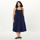 SS25-54 THE DROP WOMEN'S TINA SCOOP NECK BUBBLE HEM DRESS BLUE SIZE S - Like New