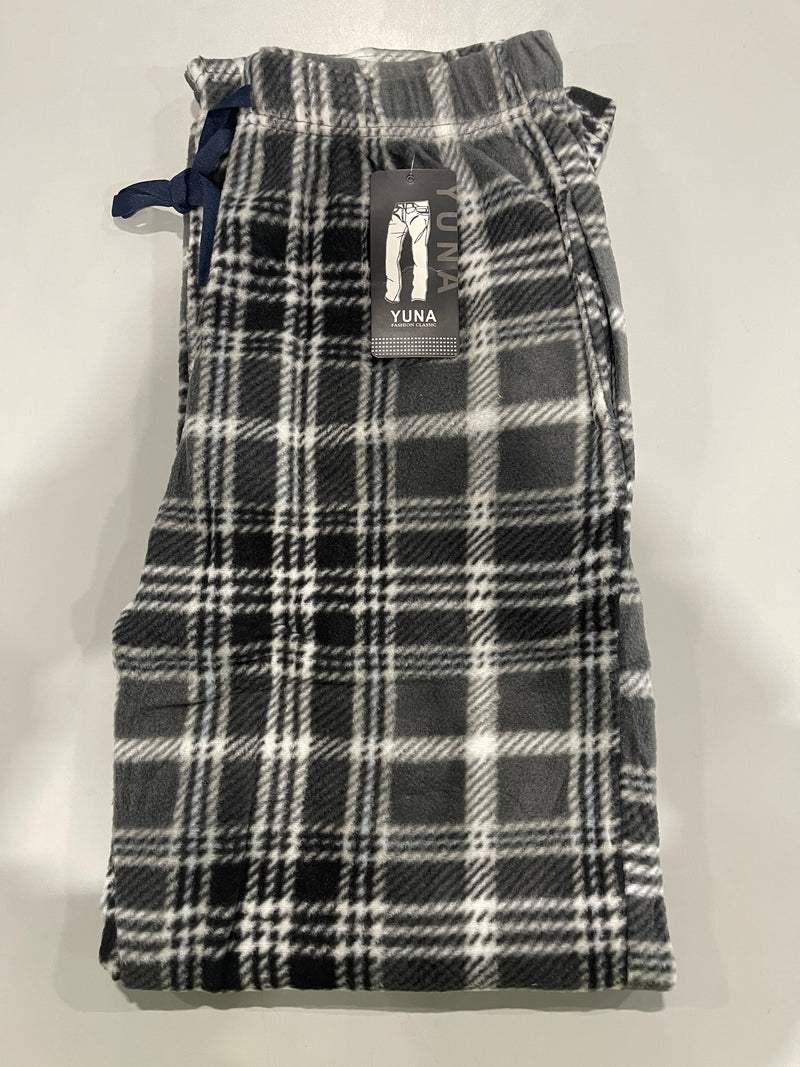 YUNA PAJAMA PANTS WOMENS MULTI PLAID MICROFLEECE SUPER - XL/XXL - GRAY/WHITE - Brand New