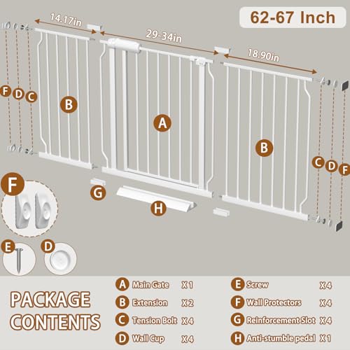 Fairy Baby Extra Wide Baby Gate for Dogs Pressure Monuted W046WHITE - White - Like New