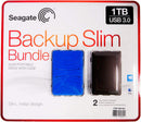 Seagate Backup Plus Slim Portable Bundle 1TB Black Drive and Blue Case Like New
