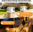 BRIGHTEVER 4X4 POST SOLAR LIGHTS WITH FLICKERING FLAME 8-PACK - WHITE - Like New