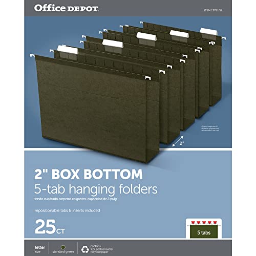 Office Depot Brand Tab-View Extra-Capacity Boxes Folders, 406074OD - Green - Like New