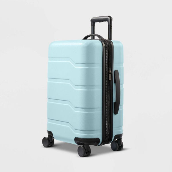 OPEN STORY HARDSIDE CARRY ON SPINNER SUITCASE - MUDDY AQUA - Like New
