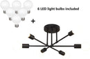 DELLEMADE Modern Sputnik Chandelier 6Light Ceiling Light 6LED Light Bulbs Black - Like New