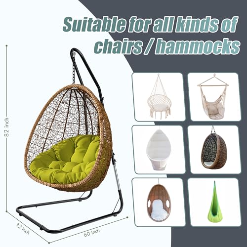 SORBUS DURABLE HAMMOCK CHAIR STAND STEEL PORTABLE STAND 330LBS SW-STND1A - BLACK - Like New