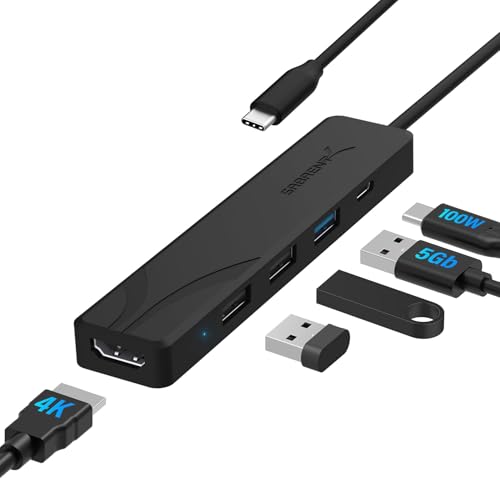 SABRENT MULTI-PORT USB TYPE-C HUB 4K HDMI 2.0 POWER DELIVERY 3.0 - BLACK - Like New