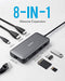 ANKER 553 USB-C HUB, 8-IN-1 USB C DOCK, DUAL 4K HDMI USB C TO USB ADAPTER, GRAY - Like New