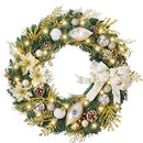 WANNA-CUL Pre-Lit 24 Inch Lighted Christmas Wreath, Ball Ornaments, B096DPFKPS - Brand New