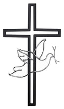 Top Brass Large Metal Dove of Peace Wall Cross - Black/Silver - Like New