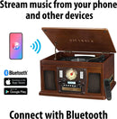 Victrola 8-in-1 Bluetooth Record Player & Multimedia Center ,Turntable -Espresso Like New