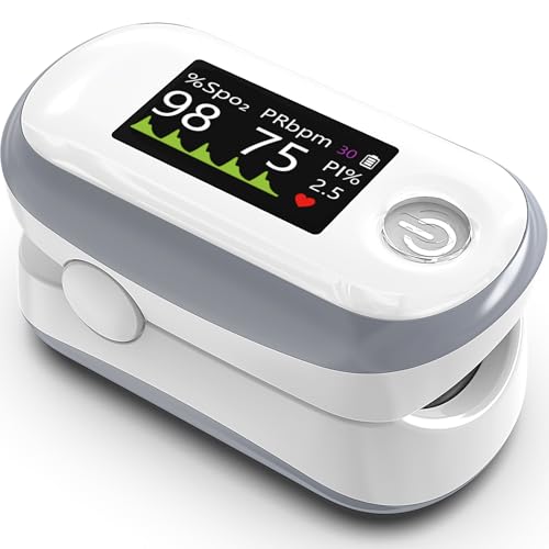 ALECAREMED PULSE OXIMETER 4 COLOR OLED DISPLAY OXYGEN MONITOR FINGERTIP - WHITE - Like New