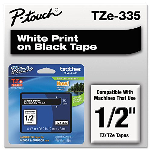 Brother Genuine P-touch TZE-335 Label Tape, 1/2" (0.47") Standard Laminated - Brand New