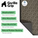 GORILLA GRIP WeatherMAX Door Mat, 35x23, Gray Geometric - Brand New