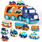 FORTY4 9 PACK CARS TOYS BIG TRANSPORT TRUCK CARRIER TRUCK SOUND LIGHT - BLUE - Like New