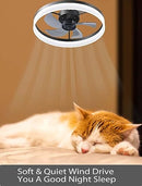 Ceviept Low Profile Ceiling Fan Light Remote Control Flush Mount - Black - Brand New