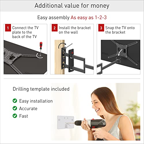 BARKAN LONG TV WALL MOUNT 13-80 INCH FULL MOTION ARTICULATING 4 MOVEMENT - BLACK - Like New