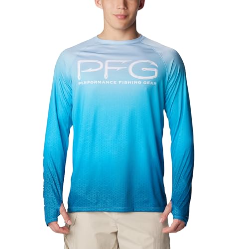 COLUMBIA MEN'S SUPER TERMINAL TACKLE VENT LONG SLEEVE - XL - OCEAN BLUE/CAMO - Brand New