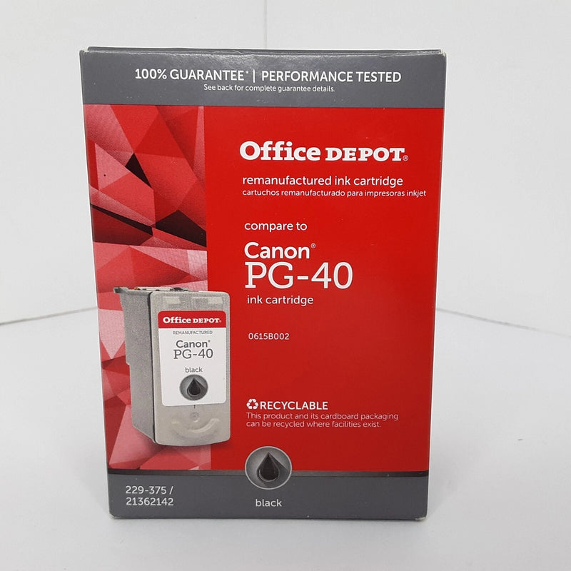 OFFICE DEPOT CANON INK PG-40 BLACK INK CARTRIDGE - BLACK - Brand New