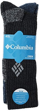 COLUMBIA MEN'S MOISTURE CONTROL CREW SOCKS 6-12 (4 PAIRS) - MULTI COLOR - Brand New