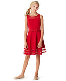 CALVIN KLEIN GIRLS' SLEEVELESS FIT AND FLARE PARTY DRESS, WOMEN 14, CHERRY - Brand New