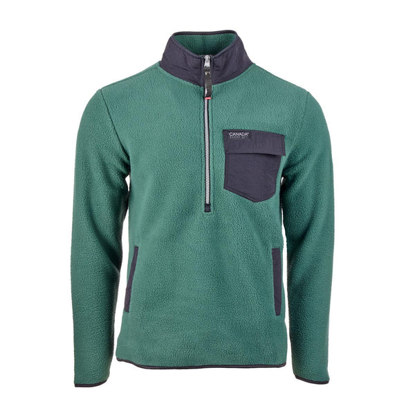 CANADA WEATHER GEAR MEN'S HI-PILE FUZZ FLEECE 1/4 ZIP - SIZE:MEN XL - PINENEEDLE - Brand New
