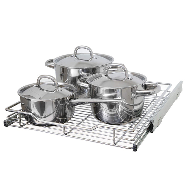 Smart Design Pull-Out Cabinet Organizer Single Level Chrome, - Scratch & Dent