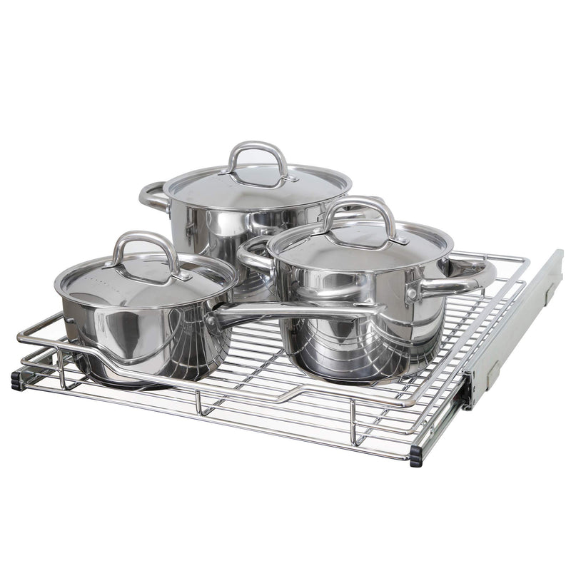 Smart Design Pull-Out Cabinet Organizer Single Level Chrome, - Scratch & Dent