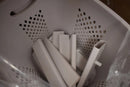 HOUSEHOLD SIMPLE PLASTIC STORAGE BIN 3 TIERED SHELVING CART W WHEELS - WHITE - Like New