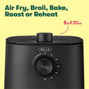 BELLA 3 Qt Manual Air Fryer Oven and 5-in-1 Multicooker, 1400 Watt - Matte Black Like New