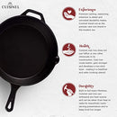 CUISINEL CAST IRON SKILLET 10" FRYING PAN WITH SPOUTS PAN SCRAPER - CAST IRON - Like New