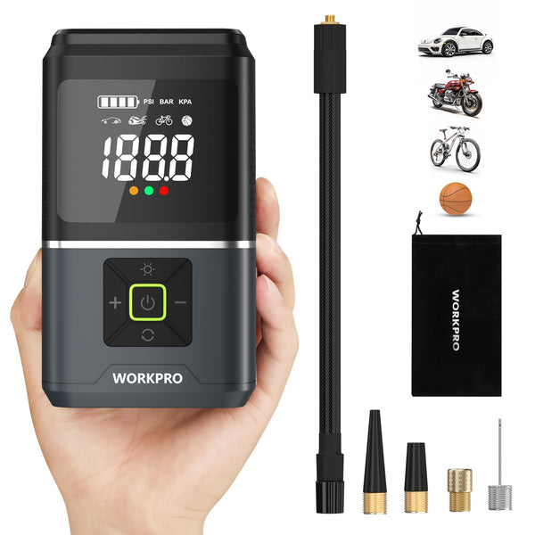 WORKPRO Tire Inflator Portable Air Compressor-12V 150PSI 3-in-1 Tire Pump - Gray - Like New