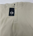 BLUE ICE MEN'S LOOSE FIT WAFFLE KNIT THERMAL HENLEY HOODIE - SIZE: 3XL - NATURAL - Brand New