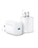 Anker 312 2-Pack 30W USB-C Foldable Charger Cables Not Included A2640 - White Like New